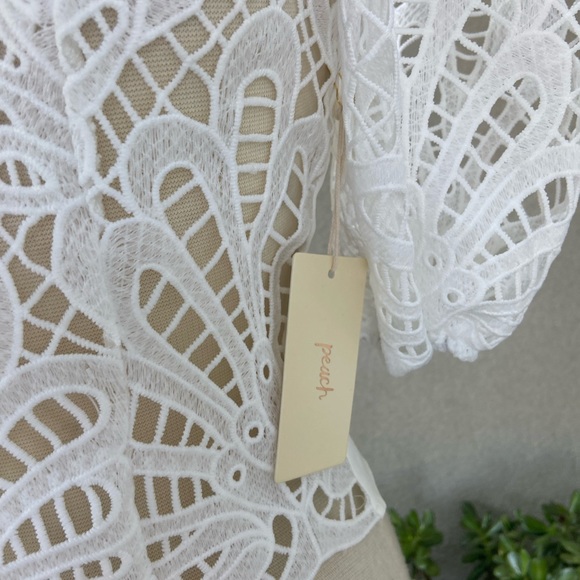 Peach Clothing NWT white front sheer lace top back zipper size Small - Picture 7 of 10